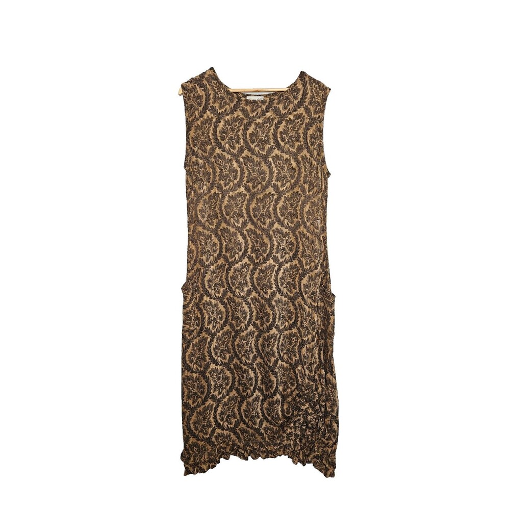 IVEY ABITZ Bespoke Frock Sleeveless Dress Flocked Corduroy Ruffled Ruched Hem